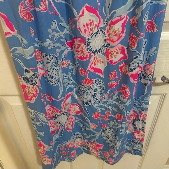 Lilly Pulitzer Blue One-Shoulder Floral Midi Dress - Picture 5 of 9